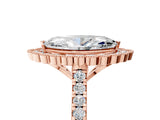 Rose gold Marquise Cut Diamond Milgrain Floral Halo Engagement Ring with Pavé Band_26