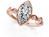 Rose gold Marquise Cut Diamond Milgrain Marquise Band with Prong Setting_4