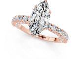 Rose gold Marquise Cut Diamond Pavé Band Solitaire Ring with Prong Setting_1