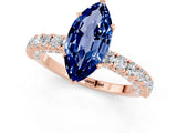 Rose gold Marquise Cut Diamond Pavé Band Solitaire Ring with Prong Setting_1