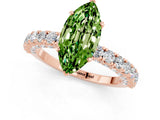 Rose gold Marquise Cut Diamond Pavé Band Solitaire Ring with Prong Setting_1