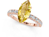 Rose gold Marquise Cut Diamond Pavé Band Solitaire Ring with Prong Setting_1