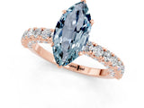 Rose gold Marquise Cut Diamond Pavé Band Solitaire Ring with Prong Setting_1