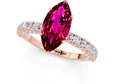 Rose gold Marquise Cut Diamond Pavé Band Solitaire Ring with Prong Setting_1