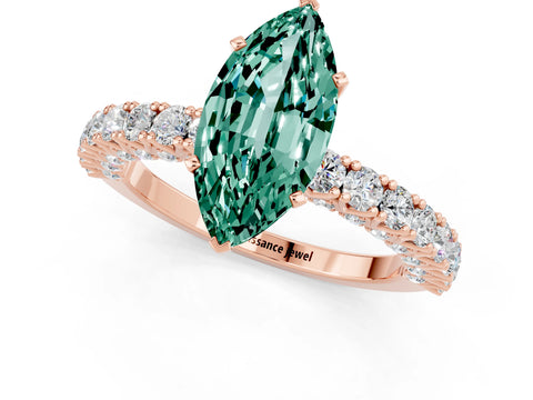 Rose gold Marquise Cut Diamond Pavé Band Solitaire Ring with Prong Setting_1