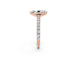Rose gold Marquise Cut Diamond Pavé Band Solitaire Ring with Prong Setting_2