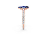 Rose gold Marquise Cut Diamond Pavé Band Solitaire Ring with Prong Setting_2