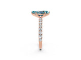 Rose gold Marquise Cut Diamond Pavé Band Solitaire Ring with Prong Setting_2