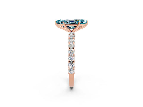 Rose gold Marquise Cut Diamond Pavé Band Solitaire Ring with Prong Setting_2