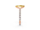 Rose gold Marquise Cut Diamond Pavé Band Solitaire Ring with Prong Setting_2