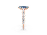Rose gold Marquise Cut Diamond Pavé Band Solitaire Ring with Prong Setting_2