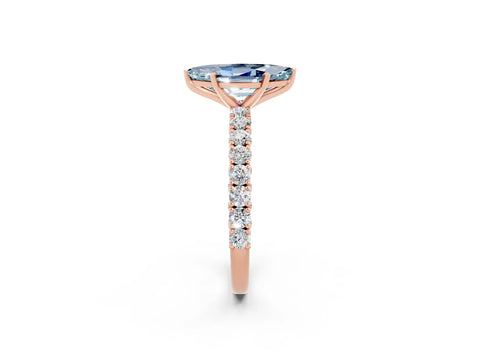 Rose gold Marquise Cut Diamond Pavé Band Solitaire Ring with Prong Setting_2