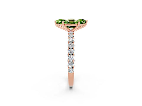 Rose gold Marquise Cut Diamond Pavé Band Solitaire Ring with Prong Setting_2