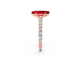 Rose gold Marquise Cut Diamond Pavé Band Solitaire Ring with Prong Setting_2