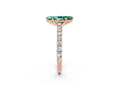 Rose gold Marquise Cut Diamond Pavé Band Solitaire Ring with Prong Setting_2