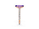 Rose gold Marquise Cut Diamond Pavé Band Solitaire Ring with Prong Setting_2