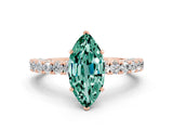 Rose gold Marquise Cut Diamond Pavé Band Solitaire Ring with Prong Setting