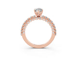 Rose gold Marquise Cut Diamond Pavé Band Solitaire Ring with Prong Setting_3