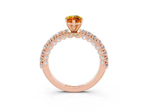 Rose gold Marquise Cut Diamond Pavé Band Solitaire Ring with Prong Setting_3