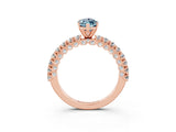 Rose gold Marquise Cut Diamond Pavé Band Solitaire Ring with Prong Setting_3