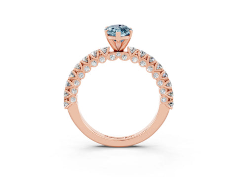 Rose gold Marquise Cut Diamond Pavé Band Solitaire Ring with Prong Setting_3
