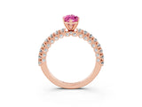 Rose gold Marquise Cut Diamond Pavé Band Solitaire Ring with Prong Setting_3