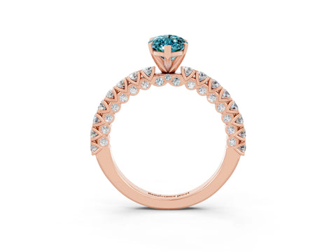 Rose gold Marquise Cut Diamond Pavé Band Solitaire Ring with Prong Setting_3