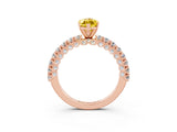 Rose gold Marquise Cut Diamond Pavé Band Solitaire Ring with Prong Setting_3