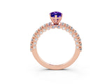 Rose gold Marquise Cut Diamond Pavé Band Solitaire Ring with Prong Setting_3