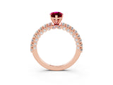 Rose gold Marquise Cut Diamond Pavé Band Solitaire Ring with Prong Setting_3