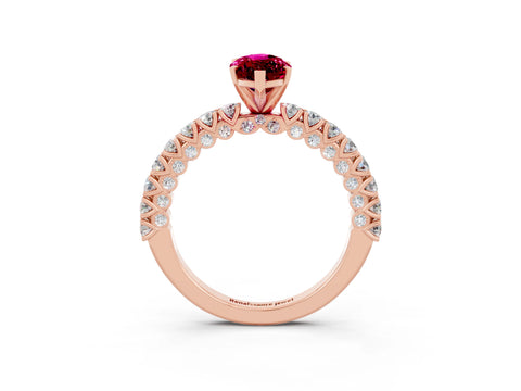 Rose gold Marquise Cut Diamond Pavé Band Solitaire Ring with Prong Setting_3