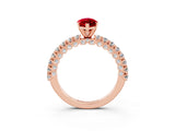 Rose gold Marquise Cut Diamond Pavé Band Solitaire Ring with Prong Setting_3