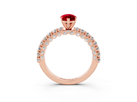 Rose gold Marquise Cut Diamond Pavé Band Solitaire Ring with Prong Setting_3