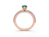 Rose gold Marquise Cut Diamond Pavé Band Solitaire Ring with Prong Setting_3