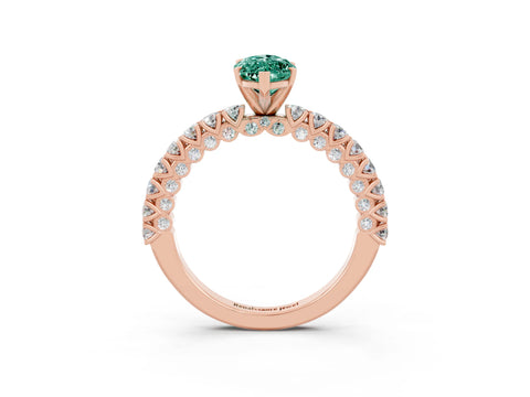 Rose gold Marquise Cut Diamond Pavé Band Solitaire Ring with Prong Setting_3