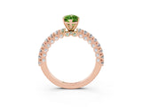 Rose gold Marquise Cut Diamond Pavé Band Solitaire Ring with Prong Setting_3