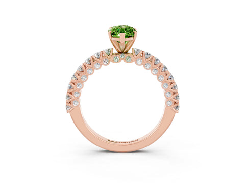 Rose gold Marquise Cut Diamond Pavé Band Solitaire Ring with Prong Setting_3