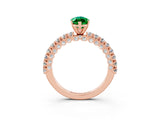 Rose gold Marquise Cut Diamond Pavé Band Solitaire Ring with Prong Setting_3
