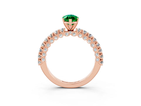 Rose gold Marquise Cut Diamond Pavé Band Solitaire Ring with Prong Setting_3