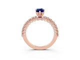 Rose gold Marquise Cut Diamond Pavé Band Solitaire Ring with Prong Setting_3