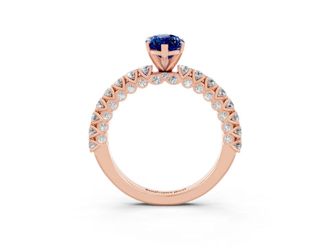 Rose gold Marquise Cut Diamond Pavé Band Solitaire Ring with Prong Setting_3
