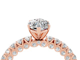 Rose gold Marquise Cut Diamond Pavé Band Solitaire Ring with Prong Setting_4