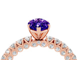 Rose gold Marquise Cut Diamond Pavé Band Solitaire Ring with Prong Setting_4