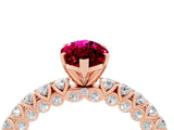 Rose gold Marquise Cut Diamond Pavé Band Solitaire Ring with Prong Setting_4