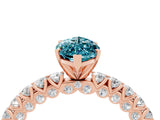 Rose gold Marquise Cut Diamond Pavé Band Solitaire Ring with Prong Setting_4