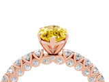 Rose gold Marquise Cut Diamond Pavé Band Solitaire Ring with Prong Setting_4