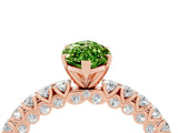 Rose gold Marquise Cut Diamond Pavé Band Solitaire Ring with Prong Setting_4