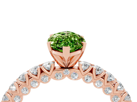 Rose gold Marquise Cut Diamond Pavé Band Solitaire Ring with Prong Setting_4
