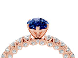 Rose gold Marquise Cut Diamond Pavé Band Solitaire Ring with Prong Setting_4