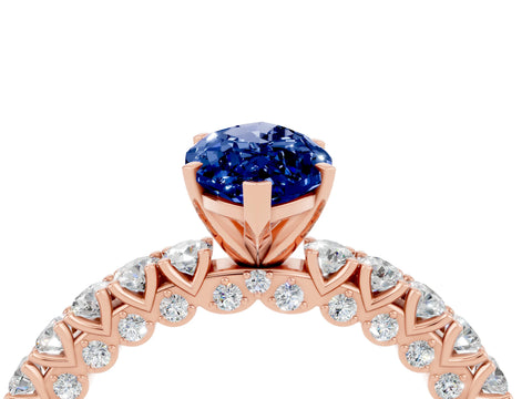Rose gold Marquise Cut Diamond Pavé Band Solitaire Ring with Prong Setting_4